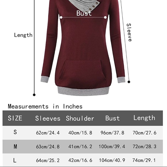 Cowl Neck Long Sleeve Pullover Tunic Sweatshirt - Picture 3 of 5